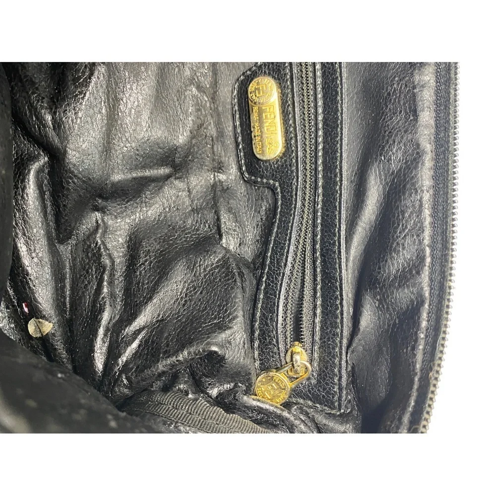 Fendi Black Vintage Satchel with Gold Accents
